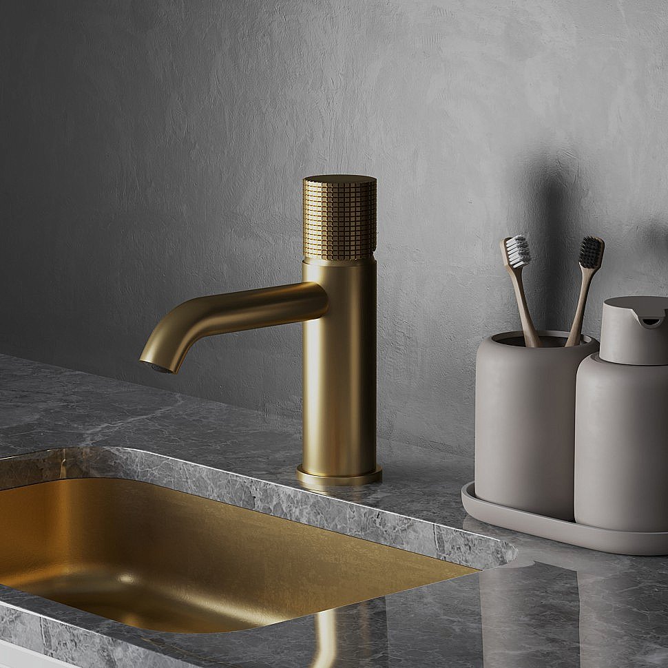 Смеситель для раковины PAINI Cox grip 7GPJ205O золото матовое купить в интернет-магазине сантехники Sanbest