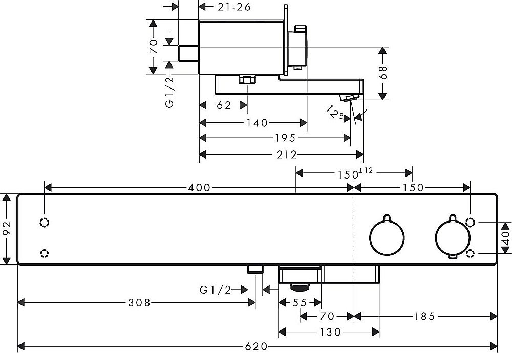 Термостат для ванны Hansgrohe ShowerTablet 13109000 купить в интернет-магазине сантехники Sanbest