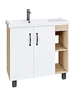 Тумба с раковиной Grossman ФЛАЙ 80 дуб сонома/белая для ванной в интернет-магазине Sanbest