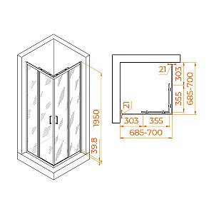 Душевой уголок RGW Passage PA-030B 70 3508103077-14 стекло прозрачное/профиль черный купить в интернет-магазине Sanbest