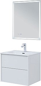 Тумба с раковиной Aquanet Lino 287540 60 (Flat) белый глянец для ванной в интернет-магазине Sanbest