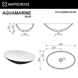 Раковина накладная WhiteCross Aquamarine 56 0715.056035.20100 черная матовая, белая матовая купить в интернет-магазине Sanbest