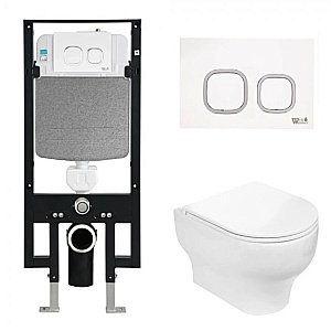 Унитаз с инсталляцией WeltWasser AMBERG 497 + ERLENBACH 004 GL-WT + AMBERG RD-WT купить в интернет-магазине Sanbest