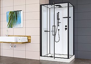 Душевая кабина Esbano EST-RASPA-128 120х80 стекло прозрачное/профиль черный купить в интернет-магазине Sanbest