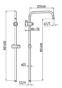 Душевая штанга Rav-Slezak MD0763CMAT черный матовый купить в интернет-магазине сантехники Sanbest