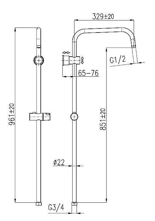 Душевая штанга Rav-Slezak MD0763CMAT черный матовый купить в интернет-магазине сантехники Sanbest