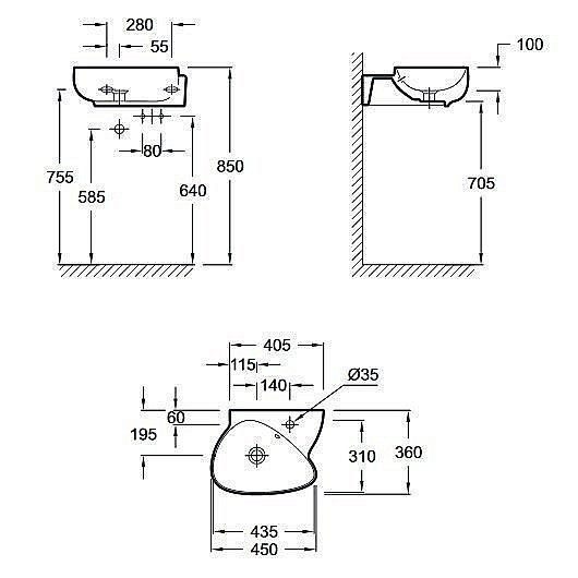Раковина Jacob Delafon NOUVELLE VAGUE 45 EGK112-00 белая купить в интернет-магазине Sanbest