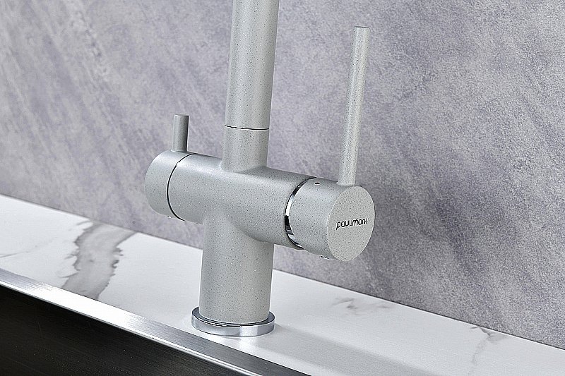 Смеситель для кухни Paulmark Serpentine Se213222-GRS серый дым купить в интернет-магазине сантехники Sanbest