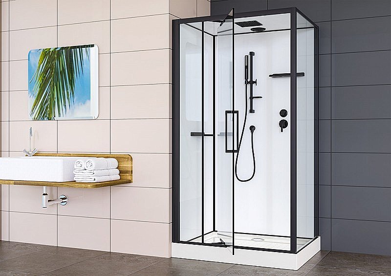 Душевая кабина Esbano EST-RASPA-128 120х80 стекло прозрачное/профиль черный купить в интернет-магазине Sanbest