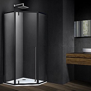 Душевой уголок Vincea Penta VSP-3P100CLB 100 стекло прозрачное/профиль черный купить в интернет-магазине Sanbest