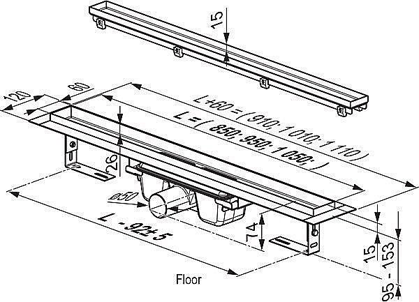 Душевой канал Ravak Floor OZ stainless 1050 купить в интернет-магазине Sanbest