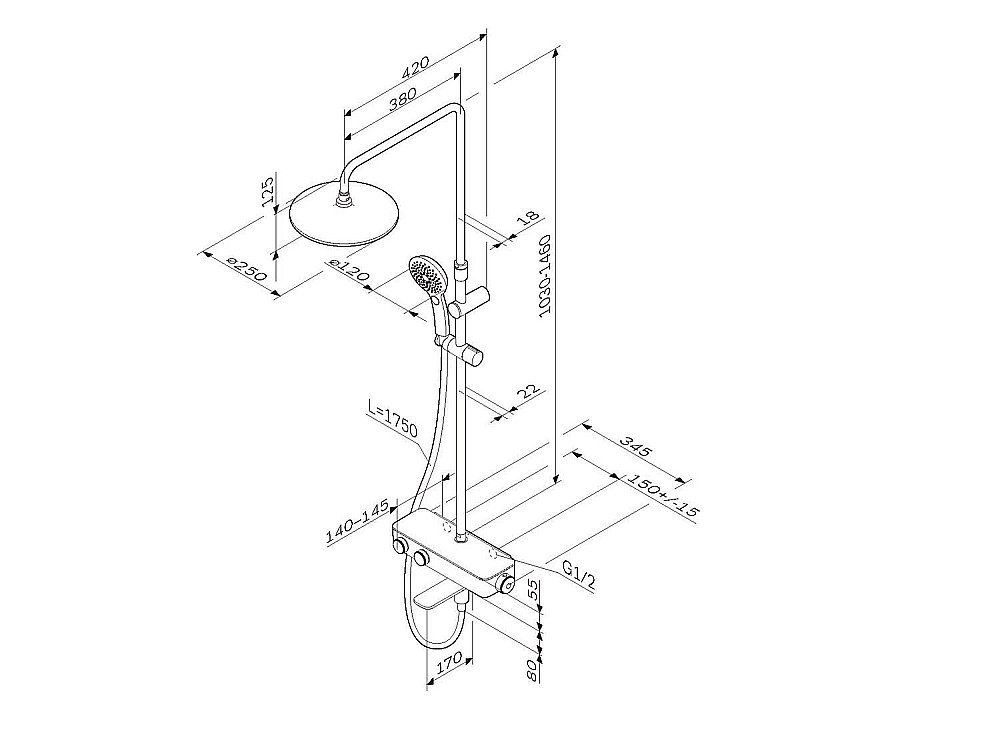 Душевая система AM.PM Inspire 2.0 F0750A500 купить в интернет-магазине сантехники Sanbest