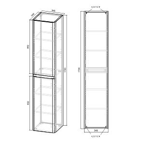 Шкаф подвесной Vincea Vico VSC-2V170CN 35 Carbone для ванной в интернет-магазине сантехники Sanbest