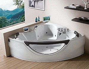 Ванна акриловая Gemy Glass Panel G9025 II O 155х155 белая с гидромассажем купить в интернет-магазине Sanbest