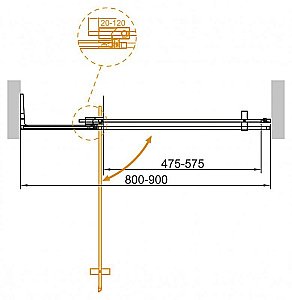 Душевая дверь Cezares Slider 90 B-1-80/90-BR-BORO стекло бронза/профиль брашированное золото купить в интернет-магазине Sanbest