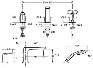 Смеситель для ванны Jacob Delafon AVID E97360-CP купить в интернет-магазине сантехники Sanbest