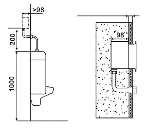 Смывное устройство для писсуара Creavit ES4810 черный/хром купить в интернет-магазине сантехники Sanbest