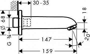 Излив для ванны Hansgrohe Focus E2 13414000 купить в интернет-магазине сантехники Sanbest
