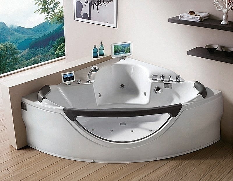 Ванна акриловая Gemy Glass Panel G9025 II O 155х155 белая с гидромассажем купить в интернет-магазине Sanbest