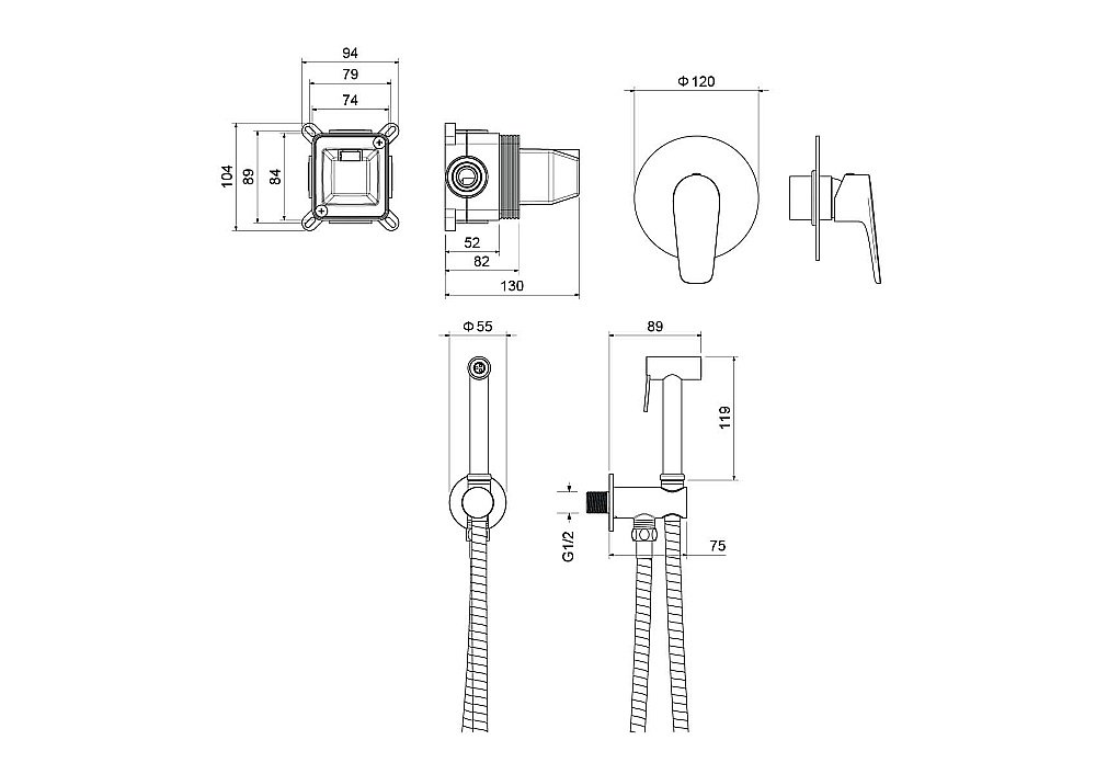 Гигиенический душ Aquatek Бетта AQ1119CR хром купить в интернет-магазине сантехники Sanbest