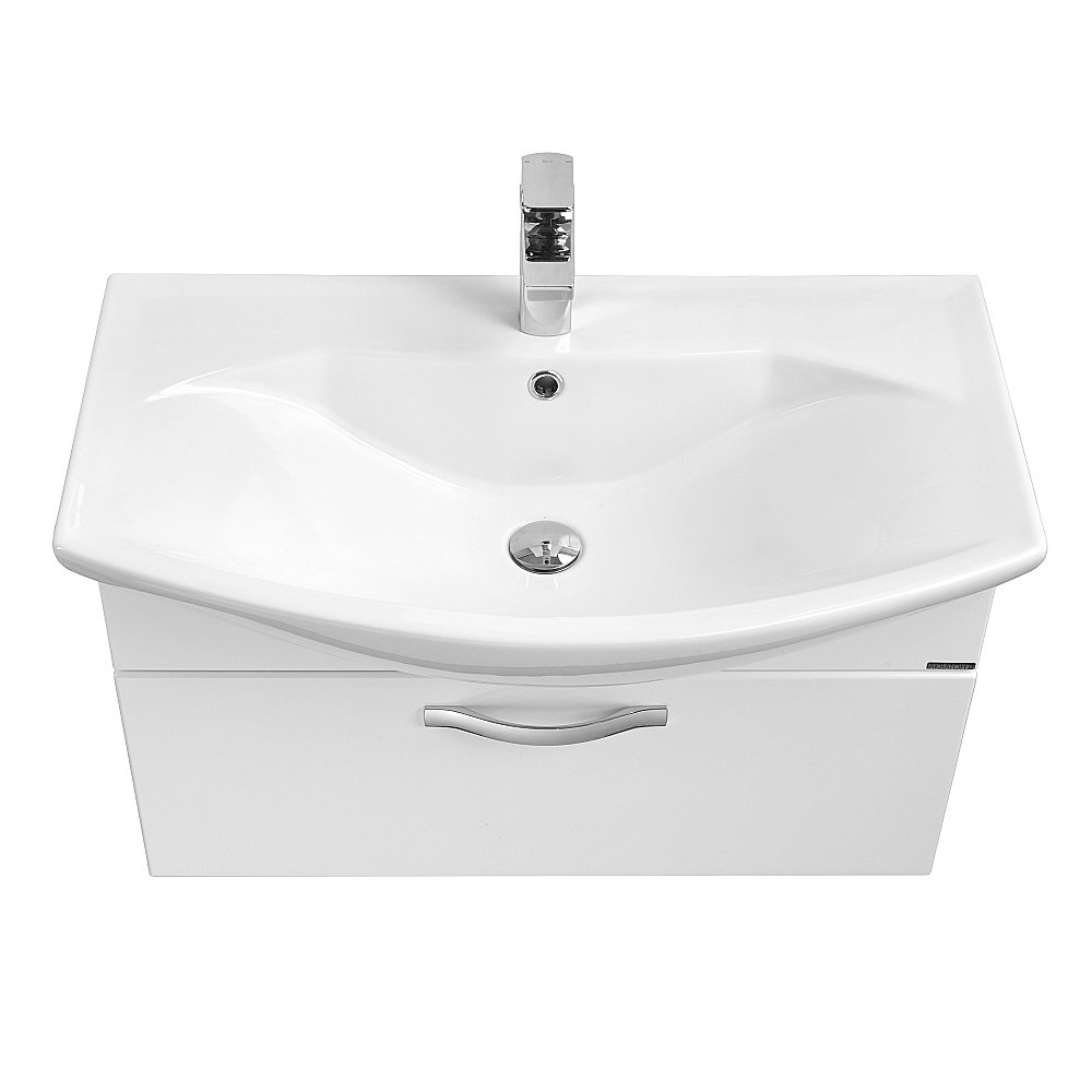 Тумба с раковиной Акватон Ария 80 белая глянцевая для ванной в интернет-магазине Sanbest