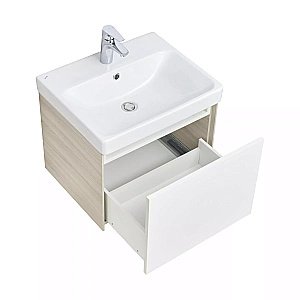 Тумба с раковиной Акватон Асти 55 белая глянцевая/ясень шимо для ванной в интернет-магазине Sanbest