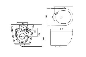 Подвесной унитаз Cezares Stylus-Tor CZR-6601-TH-TOR безободковый, слив-торнадо купить в интернет-магазине Sanbest