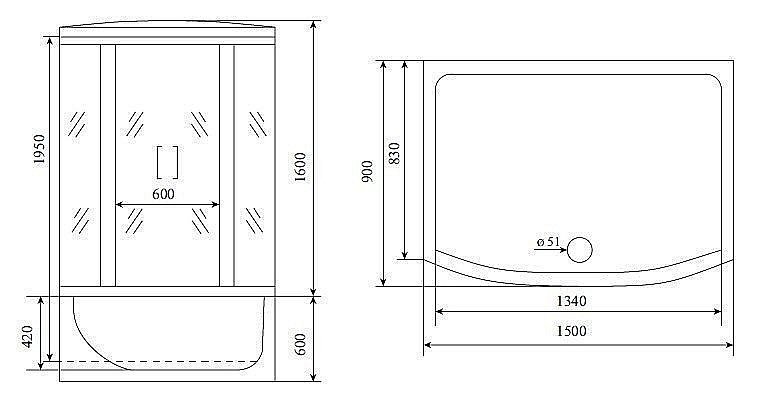 Душевой бокс Timo LUX T-7750 NEW 150х90 купить в интернет-магазине Sanbest