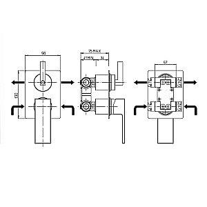 Смеситель для душа PAINI Dax-R 84PZ6911R черный матовый купить в интернет-магазине сантехники Sanbest