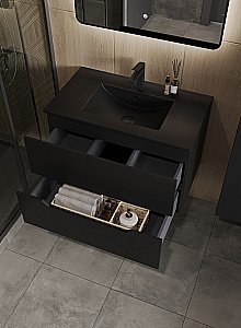 Тумба с раковиной Orange Line 80 Li-80Tub+BLRA черный для ванной в интернет-магазине Sanbest