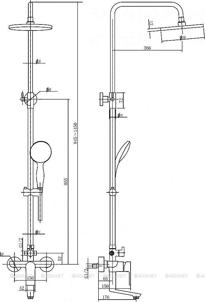 Душевая система Aquanet Arctic R AF520-72-R-CW купить в интернет-магазине сантехники Sanbest