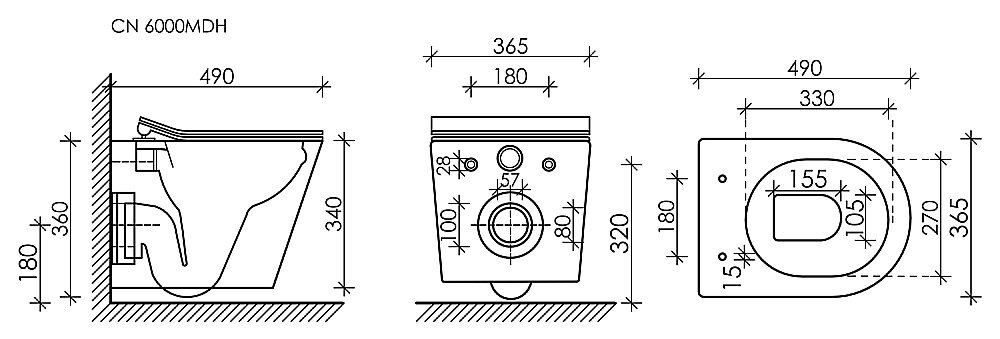 Унитаз подвесной Ceramica Nova Balearica Rimless CN6000MDH безободковый, с крышкой микролифт, темный антрацит матовый купить в интернет-магазине Sanbest