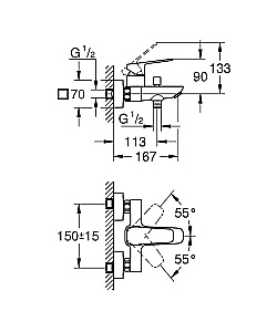 Смеситель для ванны GROHE Cubeo 1018130000 хром купить в интернет-магазине сантехники Sanbest