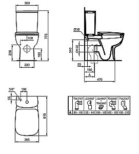 Унитаз напольный Ideal Standard Esedra T282001 с бачком T282801 белый купить в интернет-магазине Sanbest
