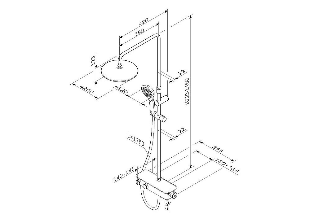 Душевая система AM.PM Inspire 2.0 F0750A400 купить в интернет-магазине сантехники Sanbest