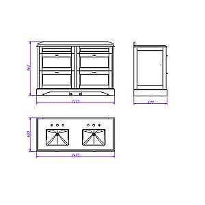 Тумба с раковиной Caprigo Greenwich 140 с 4 ящиками для ванной в интернет-магазине Sanbest