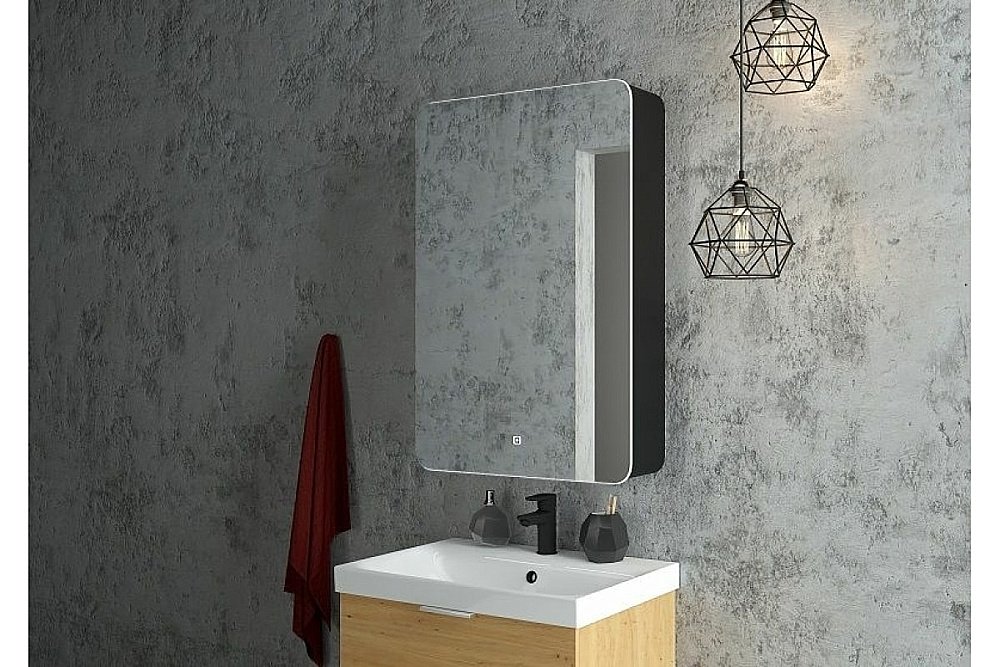 Зеркальный шкаф ART&MAX Lecce 56 черный купить в интернет-магазине сантехники Sanbest