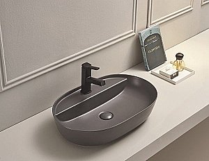 Раковина накладная CeramaLux NC 61 78325XMDH серая матовая купить в интернет-магазине Sanbest