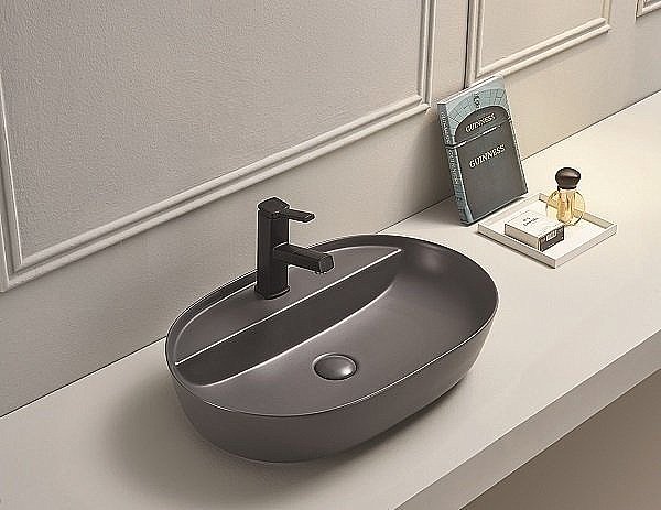 Раковина накладная CeramaLux NC 61 78325XMDH серая матовая купить в интернет-магазине Sanbest