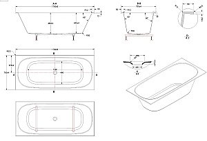 Ванна акриловая Vincea VBT-710-1700 170x75 белый купить в интернет-магазине Sanbest