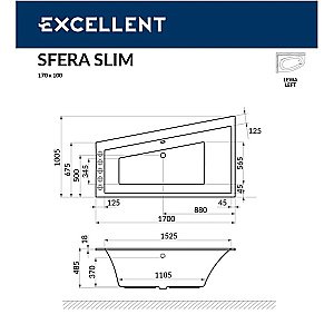 Ванна акриловая EXCELLENT Sfera Slim SOFT WAEX.SFL17S.SOFT.CR 170x100 белая с гидромассажем купить в интернет-магазине Sanbest