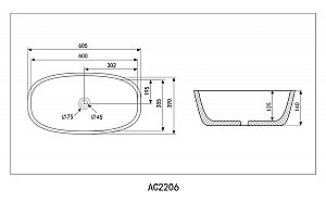 Раковина накладная Abber Rechteck AC2206MG серая матовая купить в интернет-магазине Sanbest