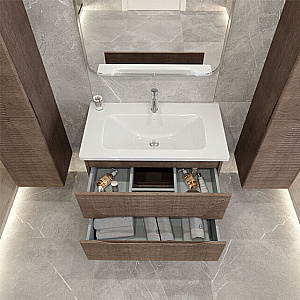 Тумба с раковиной Caprigo Modo-Terza 80 с интегрированной ручкой, цвет на выбор для ванной в интернет-магазине Sanbest