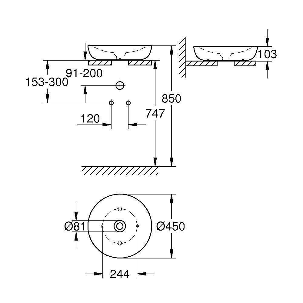 Раковина накладная Grohe Essence Ceramic 45 3960900H белая купить в интернет-магазине Sanbest
