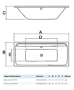 Ванна Alba Spa Barselona 2.0 ВПР0320200100 170х75 белая купить в интернет-магазине Sanbest