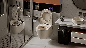 Унитаз подвесной ABBER Bequem AC1101MBE с крышкой микролифт, безободковый, бежевый матовый купить в интернет-магазине Sanbest