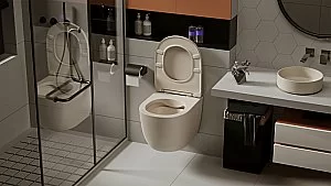 Унитаз подвесной ABBER Bequem AC1101MBE с крышкой микролифт, безободковый, бежевый матовый купить в интернет-магазине Sanbest