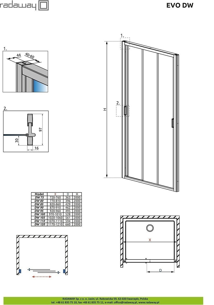 Душевая дверь Radaway Evo DW 120 купить в интернет-магазине Sanbest