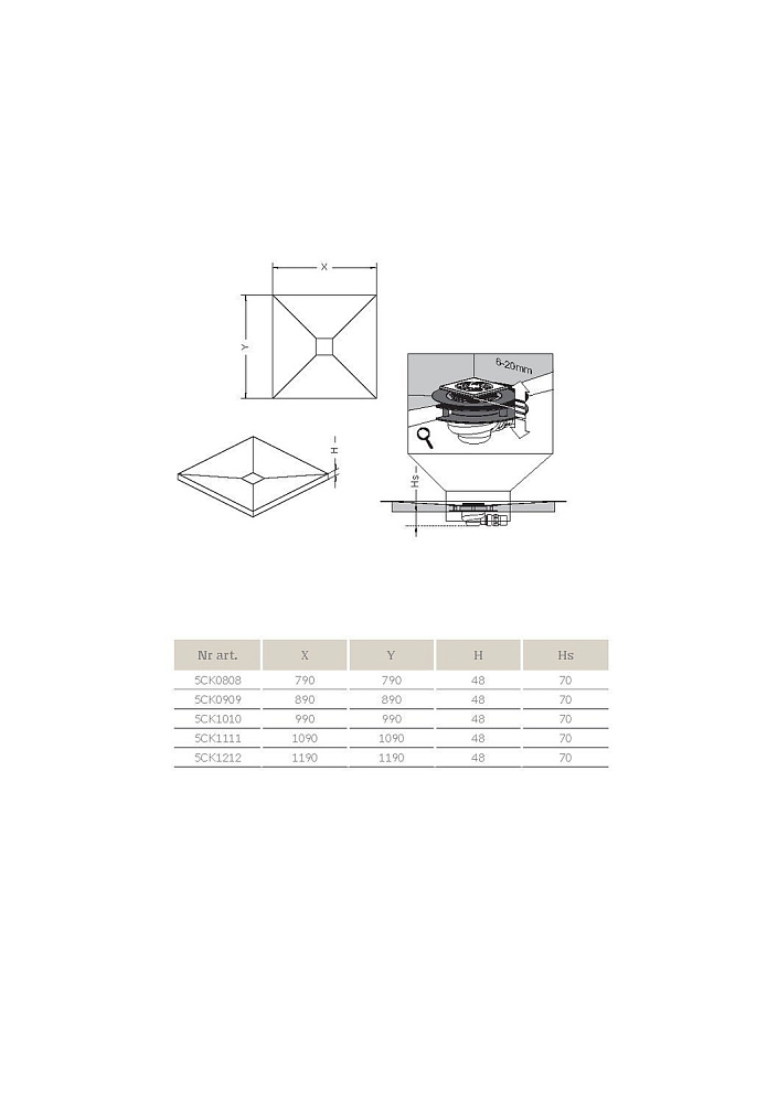 Душевая плита Radaway с компактным трапом 119x119 купить в интернет-магазине Sanbest