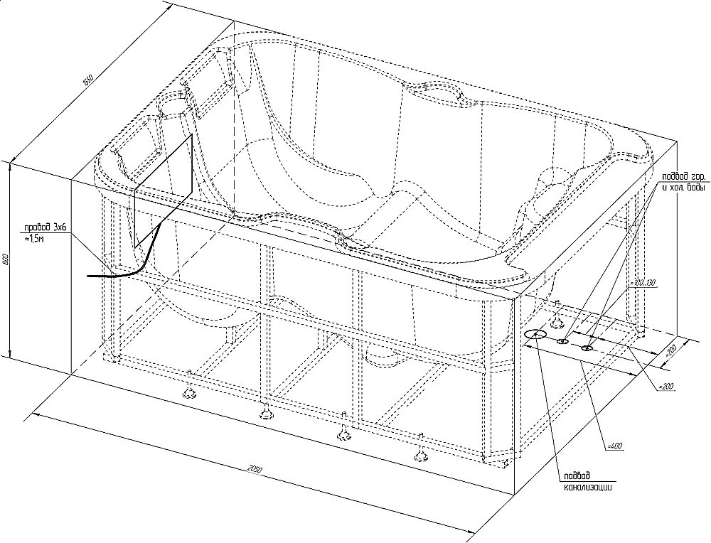 Минибассейн Мишель Silver 205х155 белый купить в интернет-магазине Sanbest